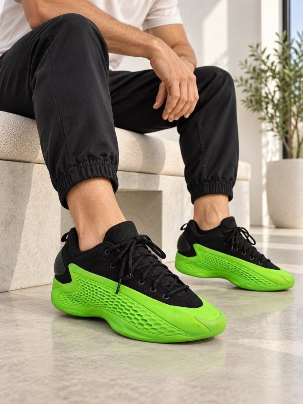 Adidas Anthony Edwards A.E.1J Low Basketball Shoes Youth 5.5 Green & Black
